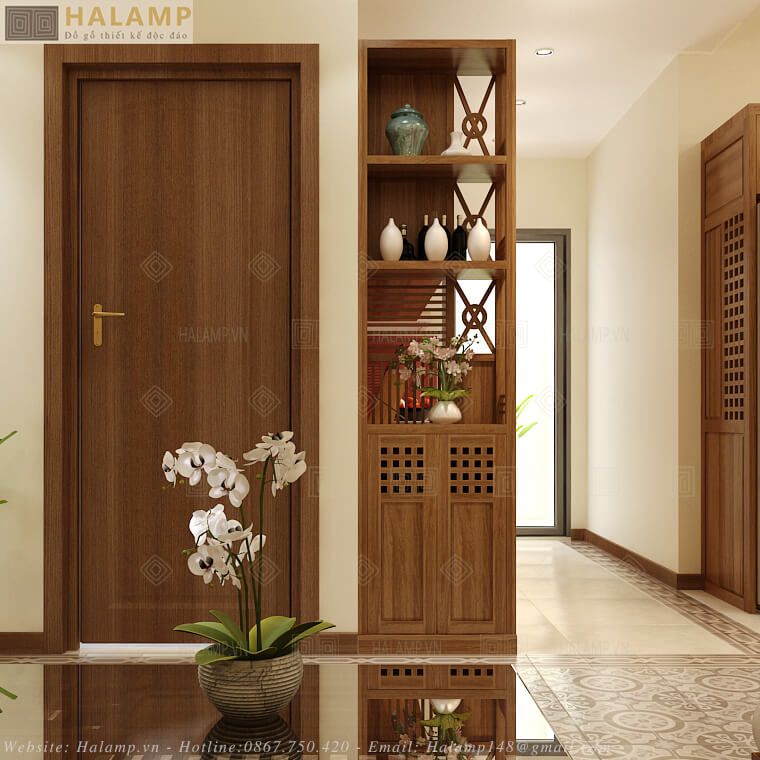  Tủ trang trí kết hợp vách bình phong Halamp TT004 