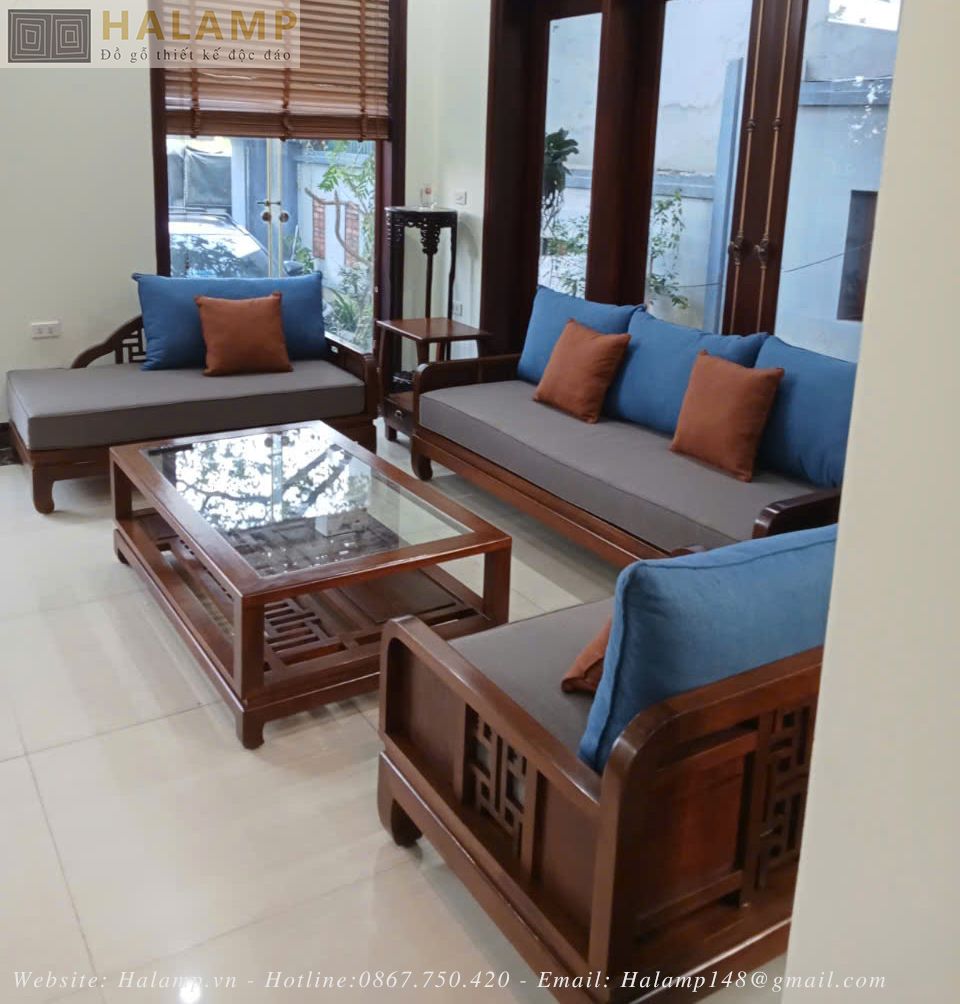 SOFA GỖ GỤ ĐÁNH VECNI TRẦN SF45 HALAMP LUÔN GIỮ ĐƯỢC VẺ MỘC MẠC 