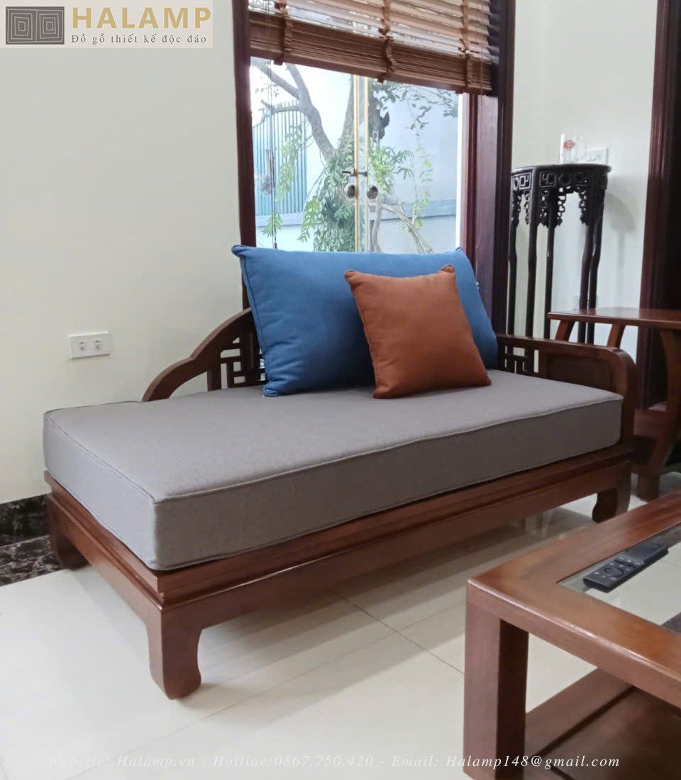  SOFA GỖ GỤ ĐÁNH VECNI TRẦN SF45 HALAMP LUÔN GIỮ ĐƯỢC VẺ MỘC MẠC 
