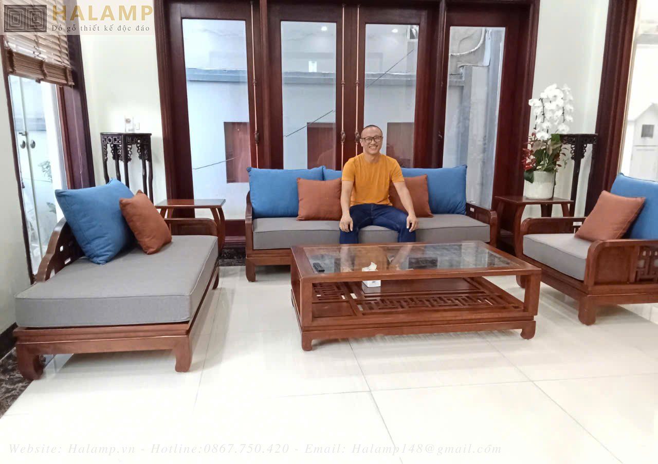  SOFA GỖ GỤ ĐÁNH VECNI TRẦN SF45 HALAMP LUÔN GIỮ ĐƯỢC VẺ MỘC MẠC 