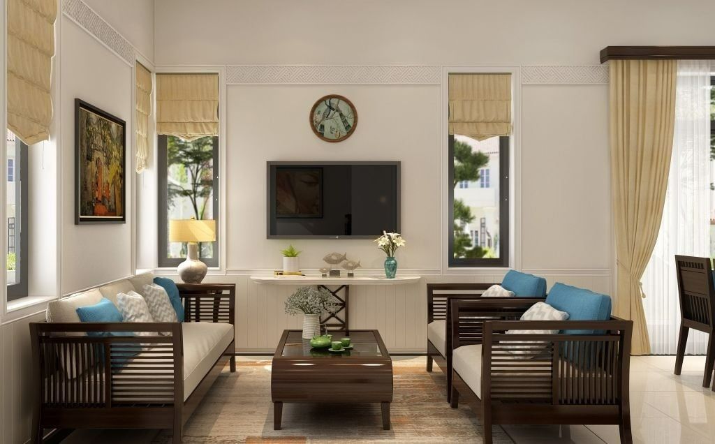  Sofa gỗ phong cách Việt với chất liệu gỗ Gụ Halamp SF009 