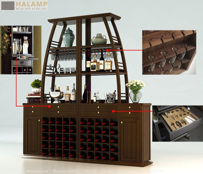 Tủ trang trí kết hợp tủ rượu Halamp TT006 