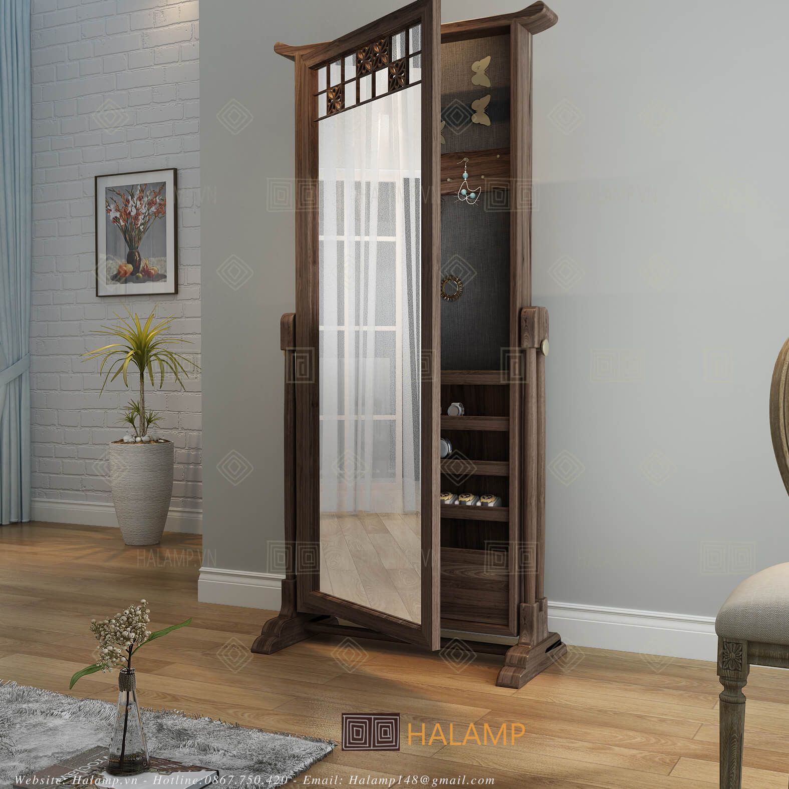  Gương hộp đựng mỹ phẩm và trang sức Halamp GG005 