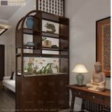  Tủ trang trí ngăn phòng kết hợp để bể cá Halamp TT009 