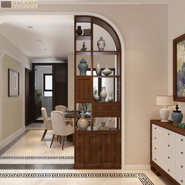 tủ trang trí kết hợp bình phong che chắn