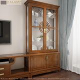  Kệ ti vi kết hợp tủ trang trí gỗ tự nhiên Halamp 1TT014 