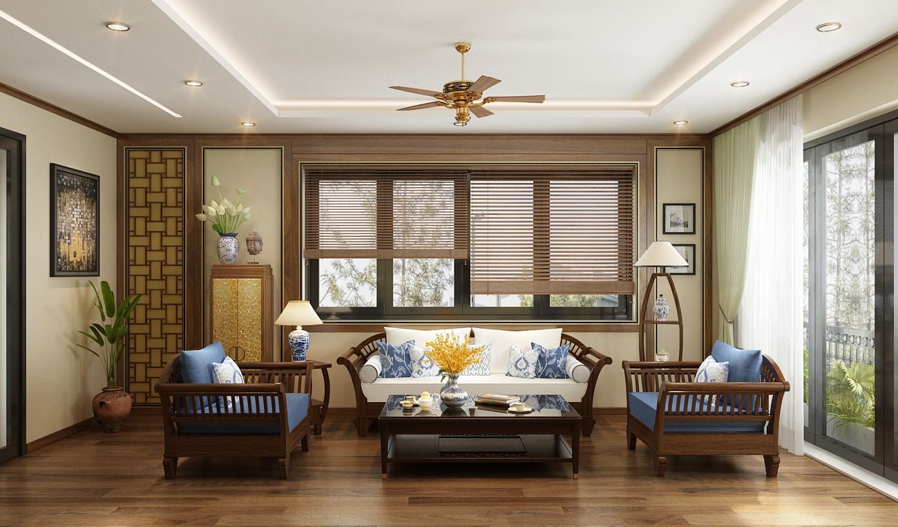  Sofa gỗ óc chó dành cho biệt thự cao cấp Halamp SF006 