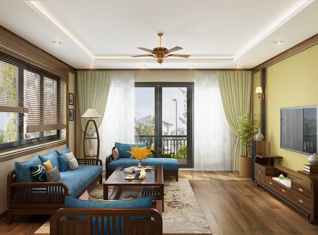  Sofa gỗ phòng khách cho nhà liền kề Halamp SF007 