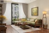  Sofa góc gỗ tự nhiên dành cho phòng khách nhỏ SF012 