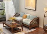  Sofa góc gỗ tự nhiên dành cho phòng khách nhỏ SF012 