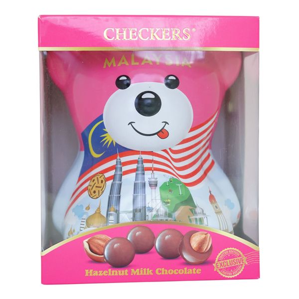  Checkers Teddy Bear Socola Sữa Hạt dẻ hộp thiếc 150g 