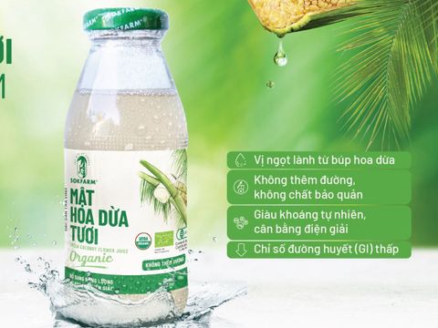  Mật hoa dừa tươi Organic Sokfarm 250m - Chai thủy tinh 