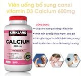  Viên uống Canxi Kirkland Calcium 600mg + D3 hộp 500 viên của Mỹ 