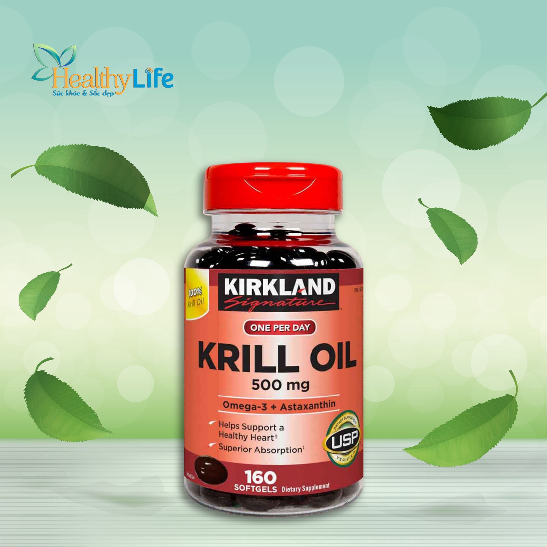 D u nhuy n th d u t m Kirkland Signature Krill Oil 500mg 160