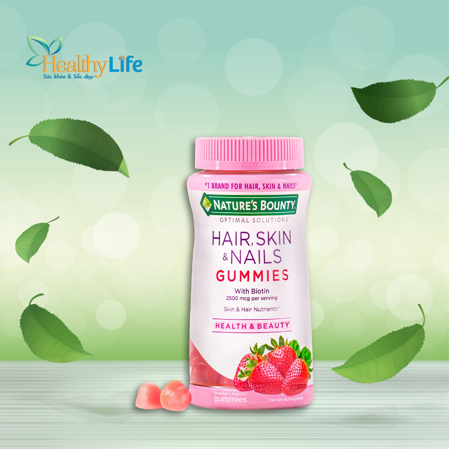 Kẹo dẻo đẹp da, tóc, móng Hair, Skin & Nails Gummies của Mỹ – Healthy Life  - Siêu Thị Sống Khỏe