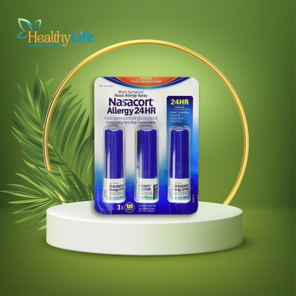  Xịt mũi giảm viêm xoang, dị ứng Nasacort Allergy 24hr Non-Drip Nasal Spray 16,9ml x3 chai 