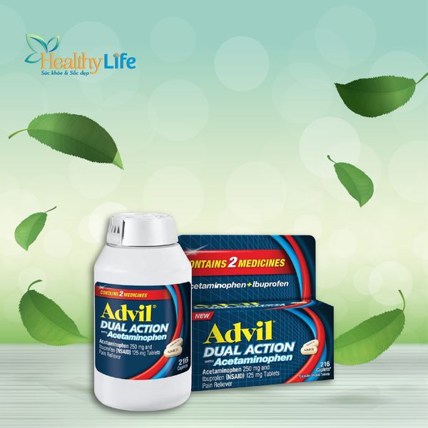  Viên giảm đau Advil Dual Action Acetaminophen 250mg Ibuprofen 125mg 216 Caplets 