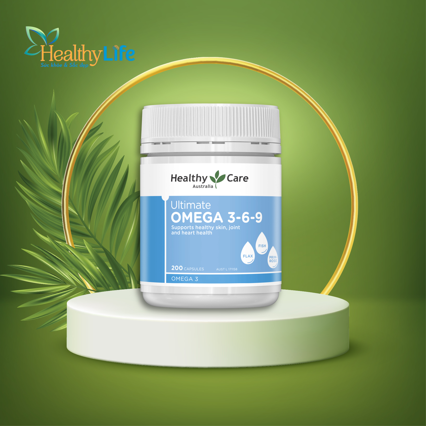 Viên uống dầu cá Omega Healthy Care Ultimate Omega 369 200 viên của
