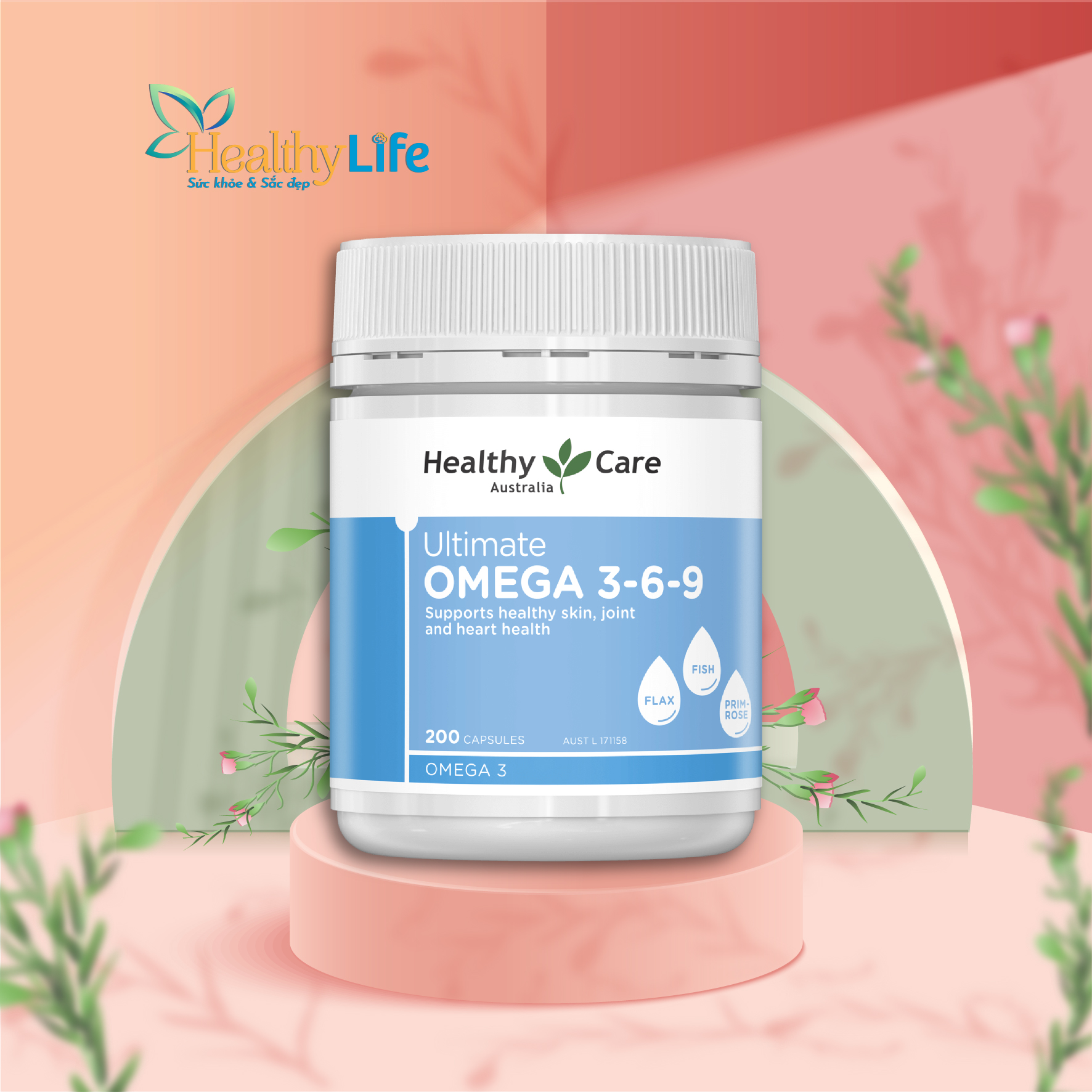 Viên uống dầu cá Omega Healthy Care Ultimate Omega 369 200 viên của