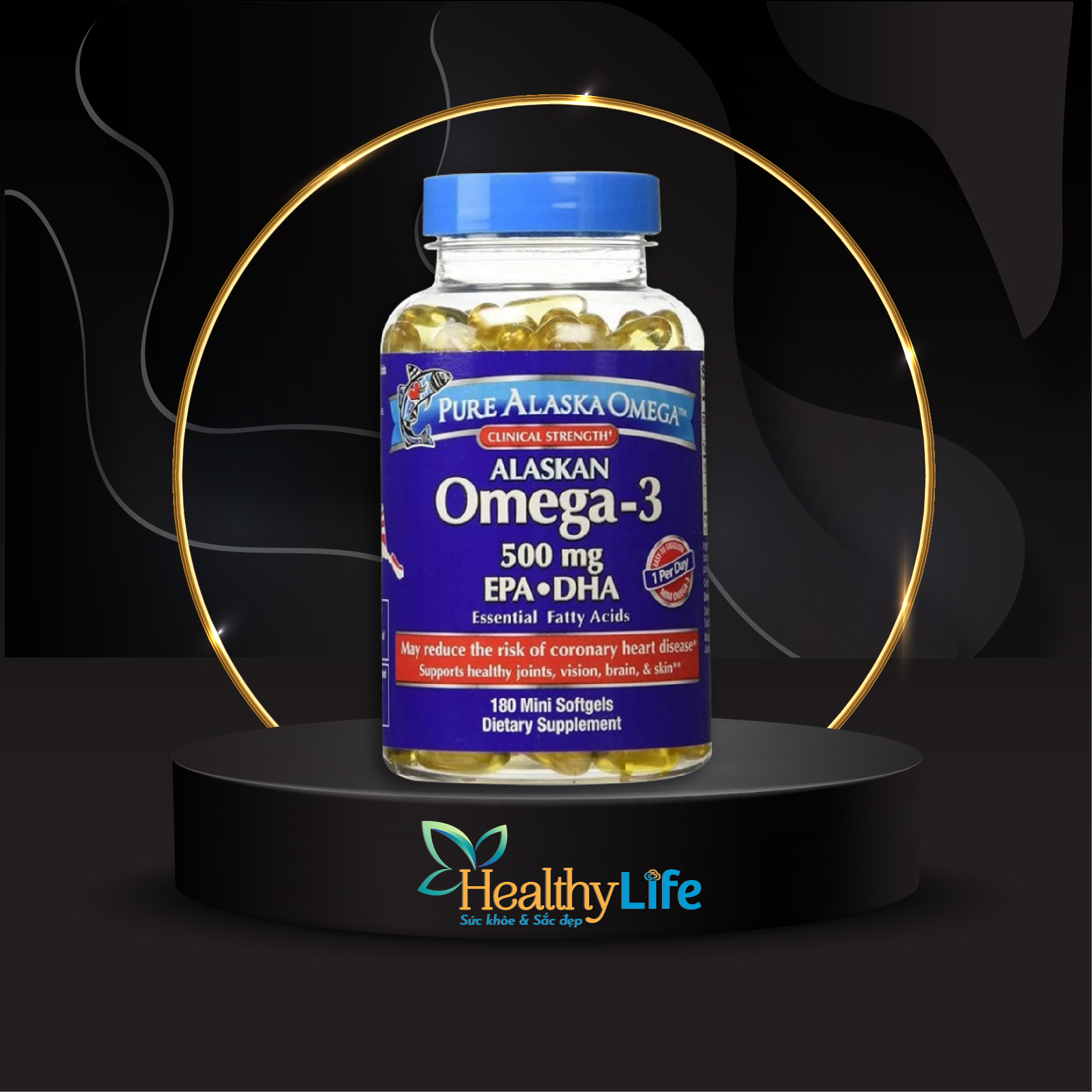 Viên dầu cá hồi Alaska Pure Alaska Omega3 500mg EPA+DHA 180 viên