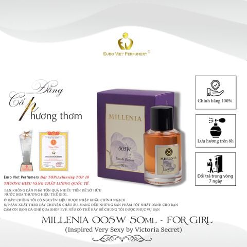  Nước Hoa Nữ MILLENIA 005W Tao Nhã, Gợi Cảm, Nữ Tính Lưu Hương 7-12 Tiếng Euro Viet Perfumery 50ml 