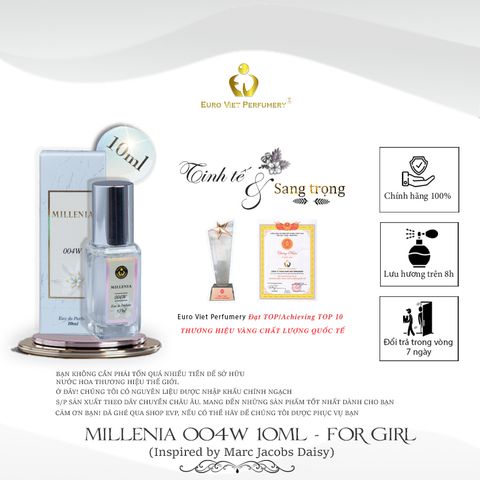  Nước Hoa Nữ Cao Cấp MILLENIA 004W Tươi Mát, Nhẹ nhàng, Trẻ trung Eau De Parfum Lưu Hương 6 - 8 tiếng 10ml 