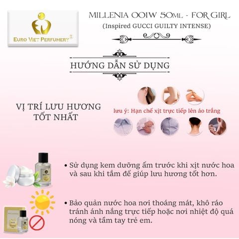  Nước Hoa Nữ Cao Cấp MILLENIA 001W Quyến Rũ, Ngọt Ngào, Nóng Bỏng Eau De Parfum Lưu Hương 7-12 Tiếng 50ml 