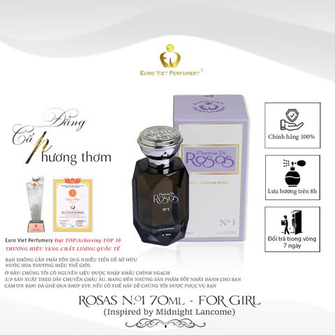  Nước Hoa Nữ ROSAS N.1 Quyến Rũ, Ngọt Ngào, Nóng Bỏng Lưu Hương 7-12 Tiếng 70ml 