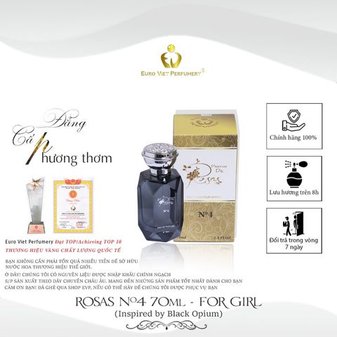  Nước Hoa Nữ EU Rosas N0.4 Ngọt Ngào, Quyến Rũ, Nổi Bật Lưu Hương 7-12 Tiếng 70ml 