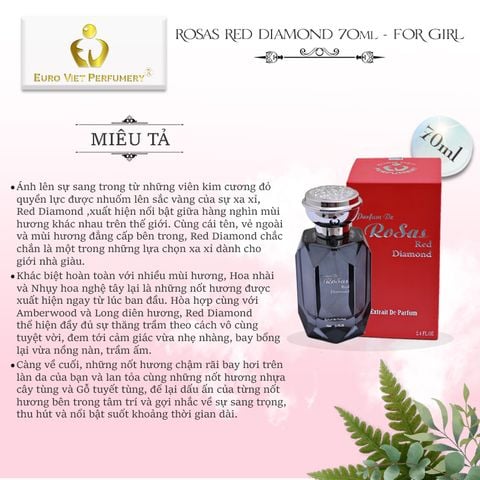  Nước Hoa Nữ Cao Cấp Rosas Red Diamond Nhẹ Nhàng, Sang Trọng, Thu Hút, Lưu Hương 7-12 tiếng 10ml 70ml 