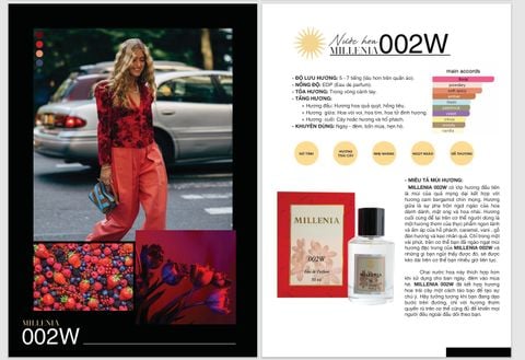  Nước Hoa Nữ Cao Cấp MILLENIA 002W Nữ Tính, Ngọt Ngào, Trẻ Trung Eau De Parfum Lưu Hương 7-12 tiếng 50ml 