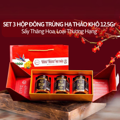 Quà Tặng Thọ Khang - Combo 3 Hộp Đông Trùng Hạ Thảo Sấy Thăng Hoa CordyHappy 12.5Gr