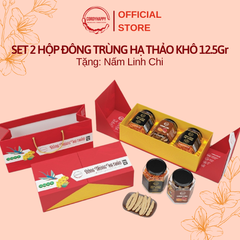 Quà Tặng Đoàn Viên - Combo 2 Hộp Đông Trùng Hạ Thảo Sấy Thăng Hoa 12.5g, Tặng Linh Chi