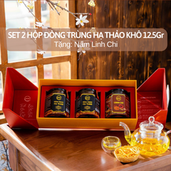 Quà Tặng Đoàn Viên - Combo 2 Hộp Đông Trùng Hạ Thảo Sấy Thăng Hoa 12.5g, Tặng Linh Chi