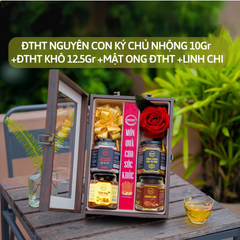 Quà Tặng Phúc Lộc Thọ Khang - Đông Trùng Hạ Thảo Nguyên Con Ký Chủ 10Gr, ĐTHT Khô 12.5Gr, Mật Ong ĐTHT 350mL