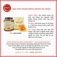 Quà Tặng Vạn Phúc - Đông Trùng Hạ Thảo Sấy Thăng Hoa 12.5g, Mật Ong Ngâm ĐTHT 350mL