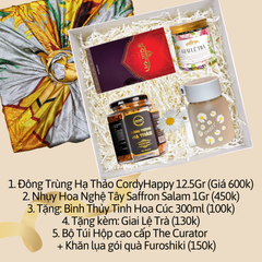 Set Quà Hoa Nắng - Đông Trùng Hạ Thảo 12.5Gr, Nhụy Hoa Nghệ Tây Saffron Salam, Bình Hoa Cúc