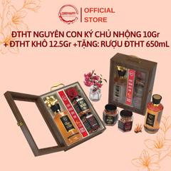 Quà Tặng Phú Quý - Đông Trùng Hạ Thảo Nguyên Con Ký Chủ Nhộng 10g, ĐTHT Sấy Thăng Hoa 12.5g, Rượu ĐTHT 650mL