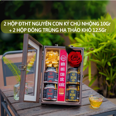 Quà Tặng Đại Cát - 2 Hộp Đông Trùng Hạ Thảo Nguyên Con Ký Chủ Nhộng 10Gr, 2 Hộp ĐTHT Sấy Thăng Hoa 12.5Gr