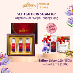 Set 3 Nhụy Hoa Nghệ Tây Saffron Salam Loại 100% Organic - Tặng 1 Saffron Salam 1Gr
