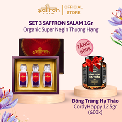 Set 3 Nhụy Hoa Nghệ Tây Saffron Salam Loại 100% Organic - Tặng Đông Trùng Hạ Thảo 12.5Gr