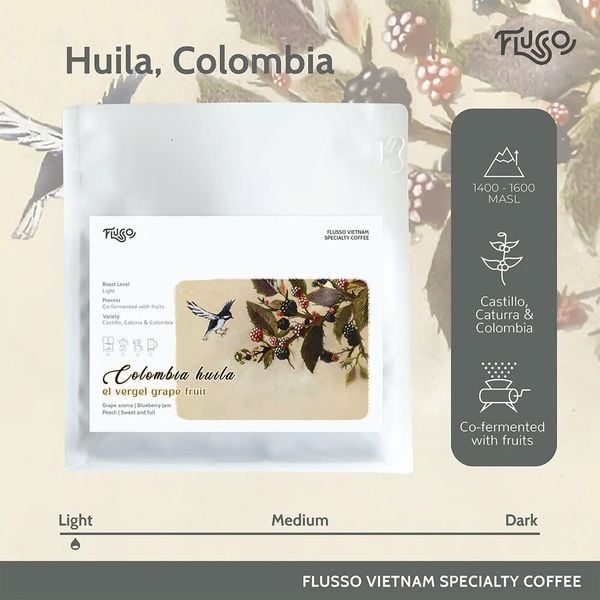  Cà phê Colombia Huila El Vergel Grape Fruit 