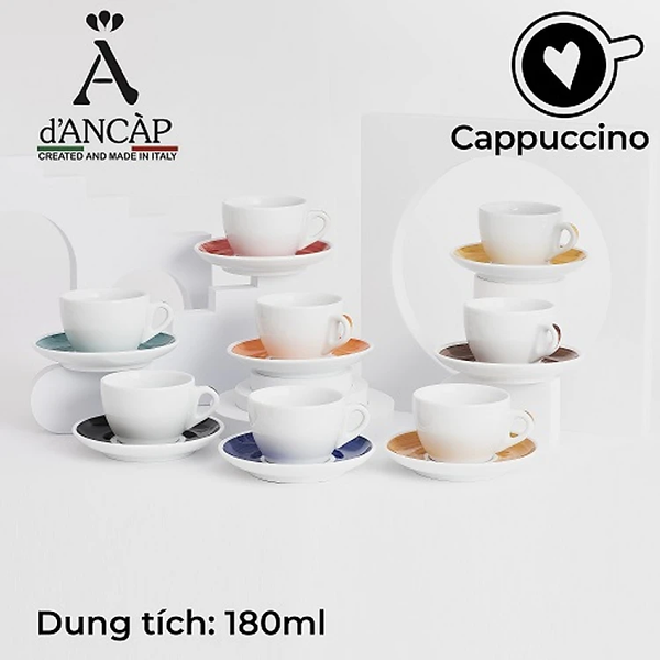  Bộ tách sứ Ancap Cappuccino vẽ tay vẽ quai 