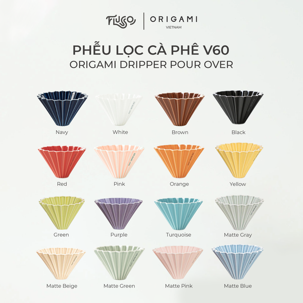  [ORIGAMI JAPAN] Phễu Sứ ORIGAMI - Phễu Lọc Cà Phê V60 Pour over 