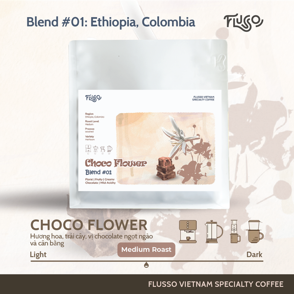  Blend Series | Cà phê Arabica Espresso Blend Ethiopia, Colombia - Choco Flower 