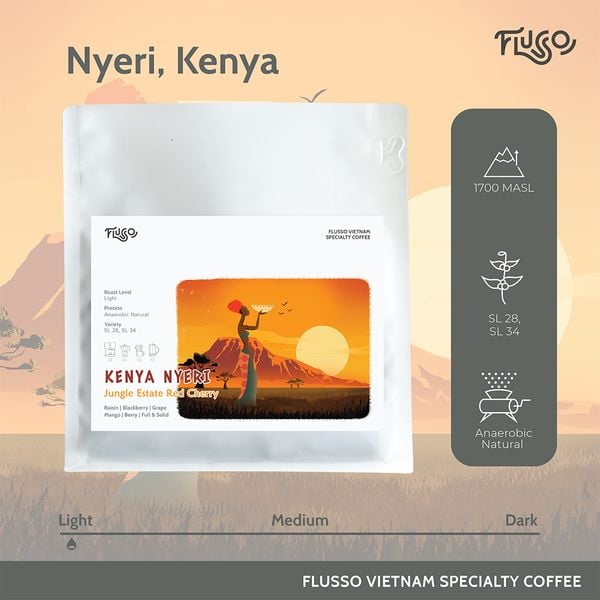  Cà phê Specialty Kenya Nyeri Jungle Estate Red Cherry SLD Anaerobic Natural 
