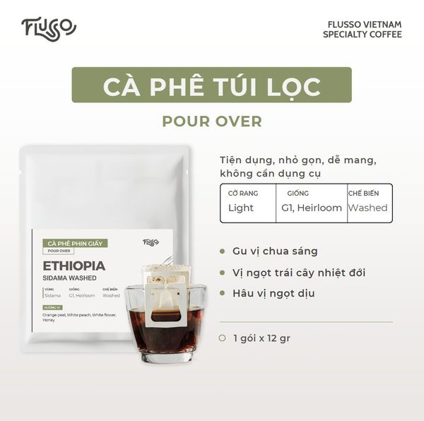  Gói Cà Phê Đặc Sản Phin giấy Pour over hương vị trái cây 