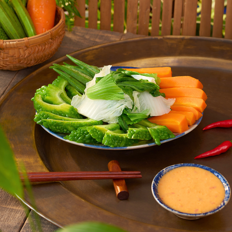  Rau củ luộc chấm chao 