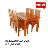  BỘ BÀN ĂN 1M6 VM2 + 6 GHẾ VM3 