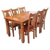  BỘ BÀN ĂN 1M6 K1 + 6 GHẾ SI BÔNG LÚA 